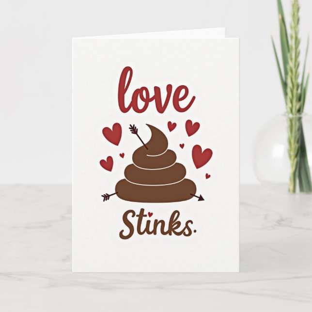 Tarjeta Funny Love Stinks Poop Card (Anverso)