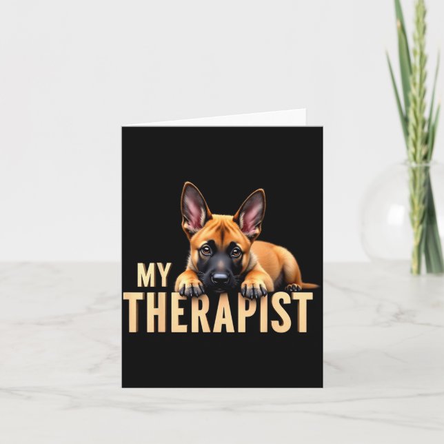 Tarjeta Funny Malinois Puppy My Therast Belgian Shepherd D (Anverso)