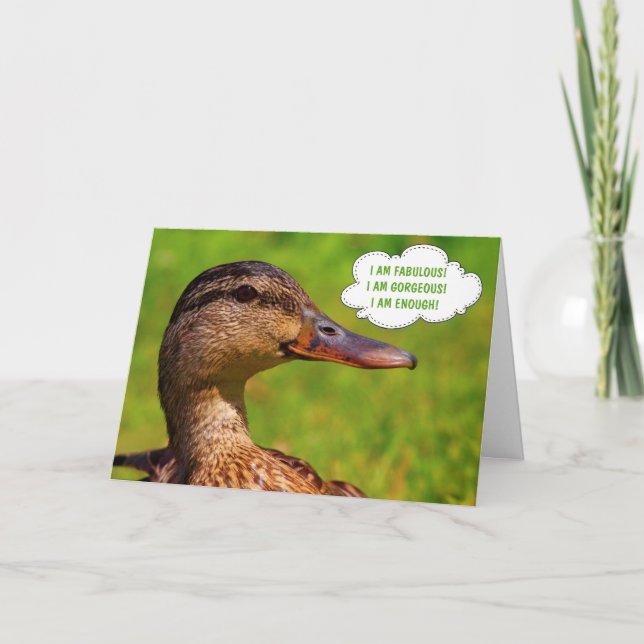 Tarjeta Funny Mallard Duck Affirmation Cumpleaños (Anverso)