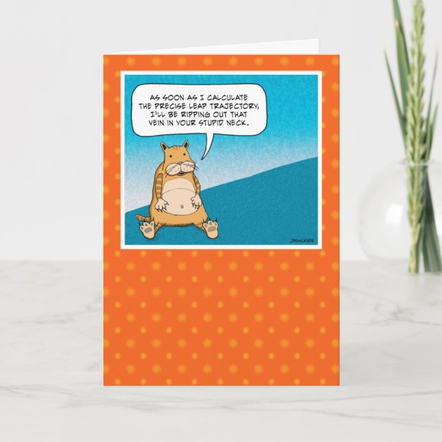 Tarjeta Funny Malvados Planes De Kitty Atacan Cumpleaños (Anverso)
