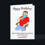 Tarjeta Funny Man Drinking Covid Jab Birthday Card<br><div class="desc">Divertido Personalizado de un hombre con una máscara facial y bebiendo una lata de cerveza para celebrar su cumpleaños. La leyenda dice 'Feliz cumpleaños' y 'El nombre tenía su jab de Covid y celebraba el hecho de que estaba completamente intoxicado (tachado de inculado)'. Personalice fácilmente esta tarjeta editando el texto...</div>