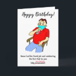 Tarjeta Funny Man Drinking Covid Jab Birthday Card<br><div class="desc">Divertido Personalizado de un hombre con una máscara facial y bebiendo una lata de cerveza para celebrar su cumpleaños. La leyenda dice 'Feliz cumpleaños' y 'El nombre tenía su jab de Covid y celebraba el hecho de que estaba completamente intoxicado (tachado de inculado)'. Personalice fácilmente esta tarjeta editando el texto...</div>
