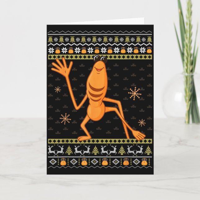 Tarjeta Funny Marcus The Worm Ugly Christmas Sweaters Robe (Anverso)