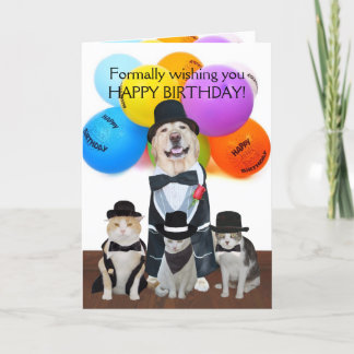 Tarjeta Funny Mascotas formales Cumpleaños para los niños
