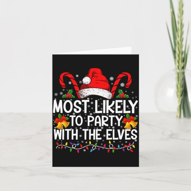Tarjeta Funny Matching Christmas Most Likely To Party  (Anverso)