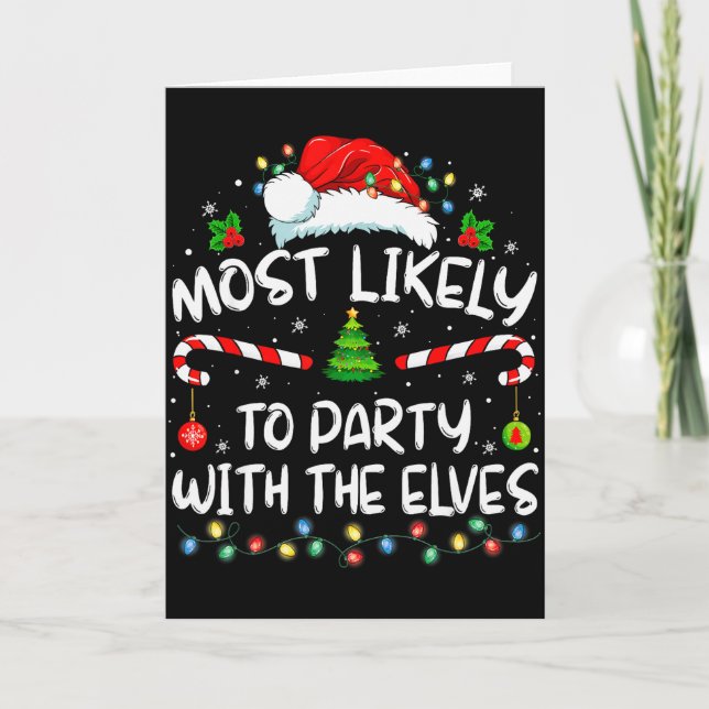 Tarjeta Funny Matching Christmas Most Likely To Party With (Anverso)