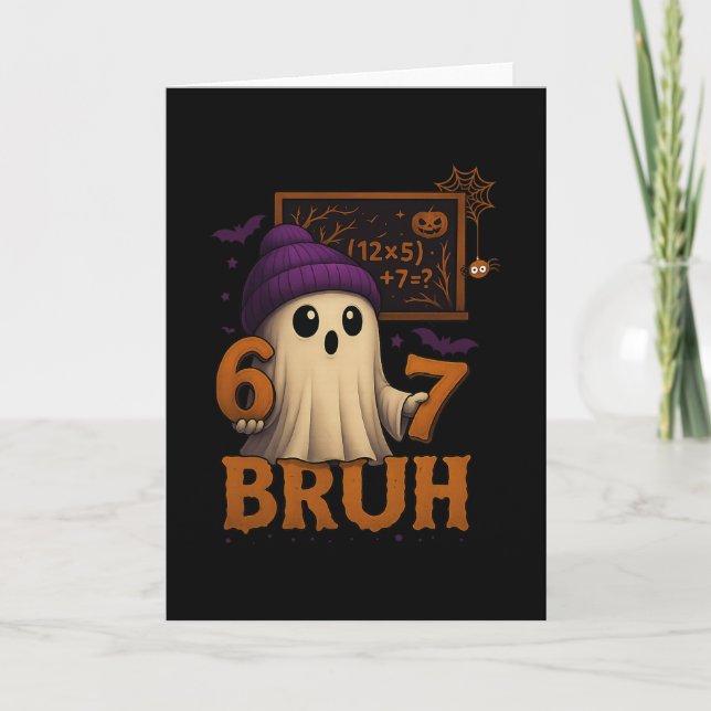 Tarjeta Funny Math Ghost 67 Bruh Halloween Meme Teacher Eq (Anverso)