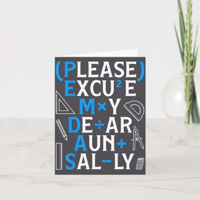 Tarjeta Funny Math Rules Pemdas Pun Teachers Math Day  (Anverso)