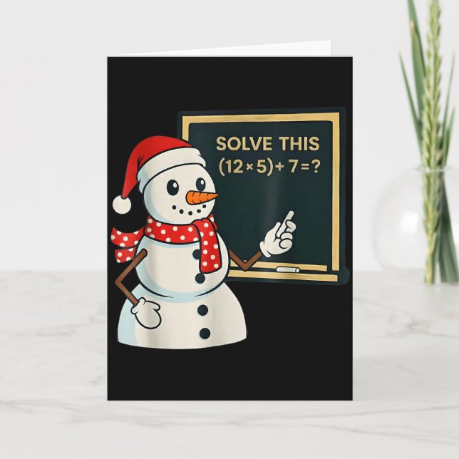 Tarjeta Funny Math Teacher Snowman Christmas Puzzle Winter (Anverso)