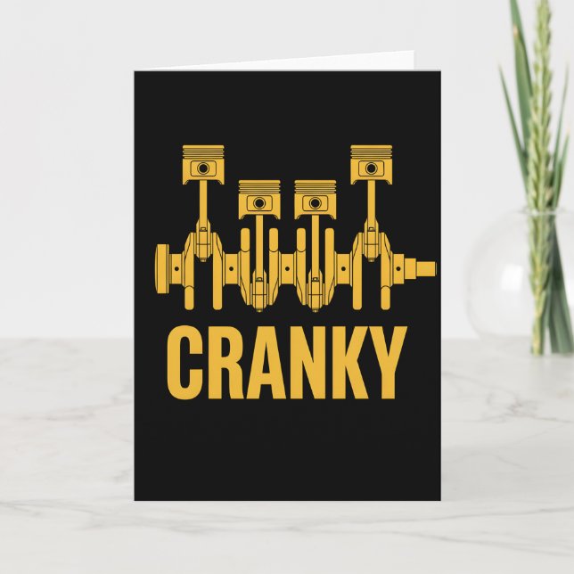 Tarjeta Funny Mechanic Cranky Engine Crankshaft (Anverso)