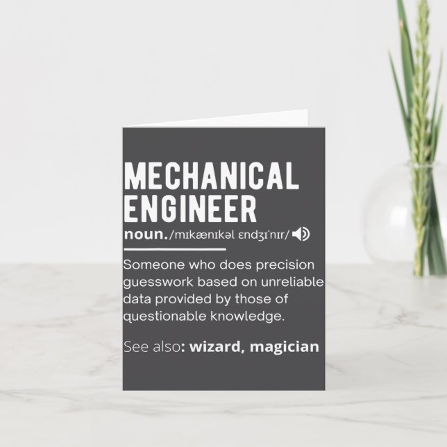Tarjeta Funny Mechanical Engineer Definition Engineering  (Anverso)