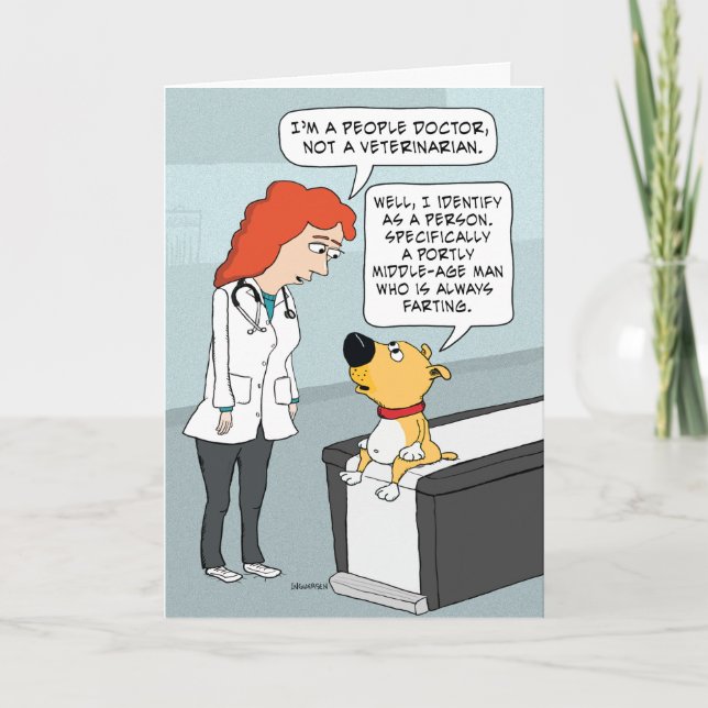 Tarjeta Funny Médica y cumpleaños de perro (Anverso)