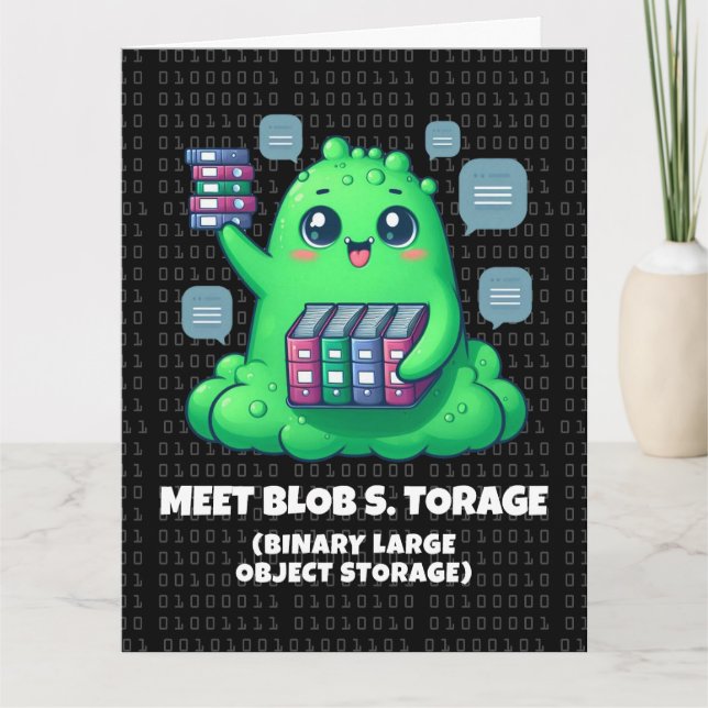 Tarjeta Funny Meet Blob S. Torage Binary Background (Anverso)