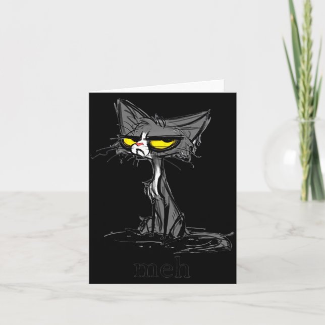 Tarjeta Funny Meh Cat Gift For Cat Lovers  (Anverso)