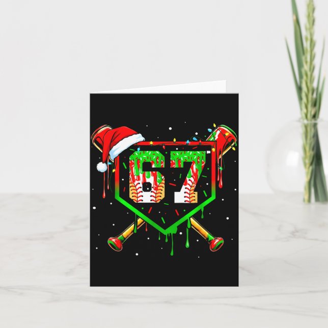 Tarjeta Funny Meme 67 Christmas Baseball Ice Cream Men Boy (Anverso)