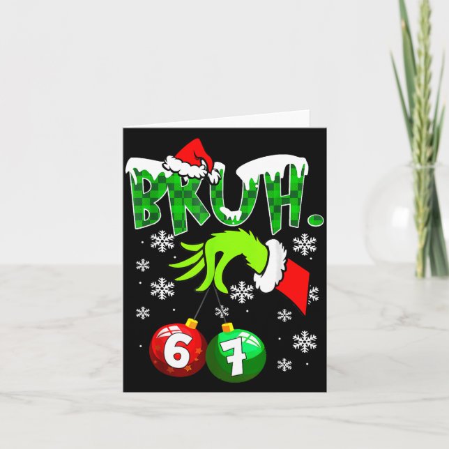 Tarjeta Funny Meme Bruh 6-7 Matching Family Christmas Six  (Anverso)