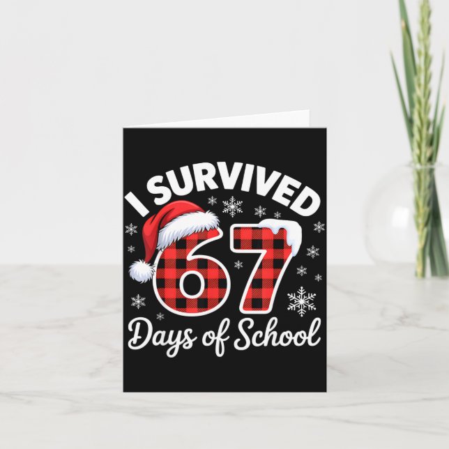 Tarjeta Funny Meme Six Seven Christmas I Survived 67 Days  (Anverso)