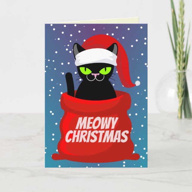 Tarjeta Funny Meowy Navidades Card (Anverso)