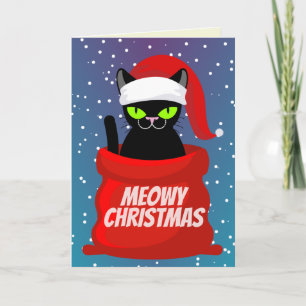 Tarjeta Funny Meowy Navidades Card