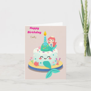TARJETA FUNNY MERMAID TEMÁTICO NIÑOS CUMPLEAÑOS