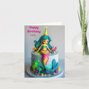 TARJETA FUNNY MERMAID TEMÁTICO NIÑOS CUMPLEAÑOS