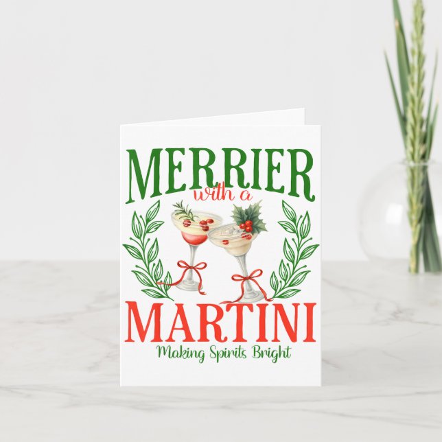 Tarjeta Funny Merrier With A Martini Bachelorette Merry Ch (Anverso)