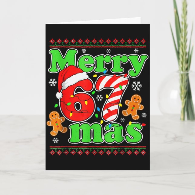 Tarjeta Funny Merry 67 Mas Christmas Holiday Women Kids Xm (Anverso)