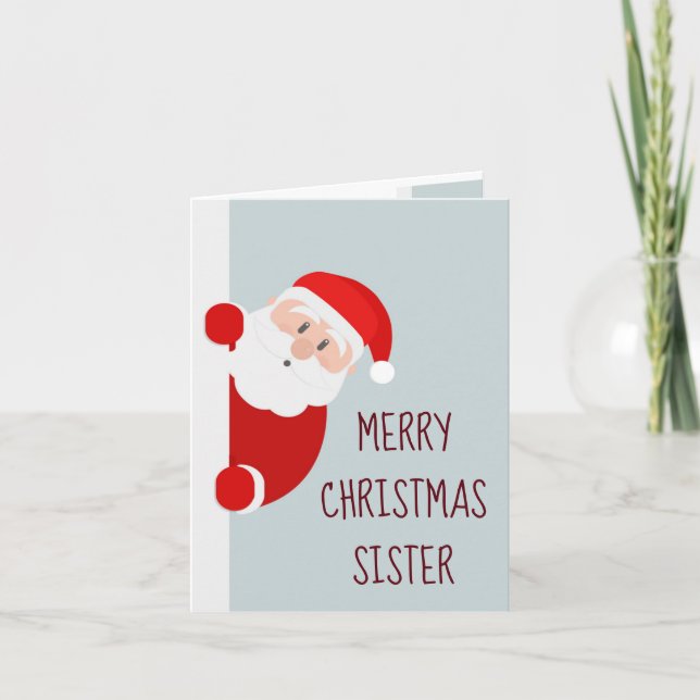 Tarjeta Funny Merry Christmas Card Sister Santa (Anverso)