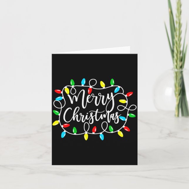 Tarjeta Funny Merry Christmas Lights Xmas Family Men Women (Anverso)