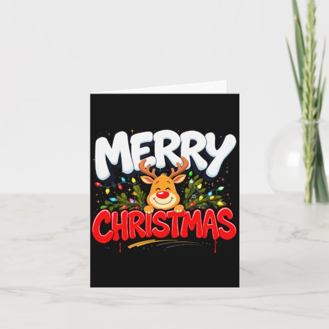 Tarjeta Funny Merry Christmas Reindeer Xmas Family Men &am (Anverso)