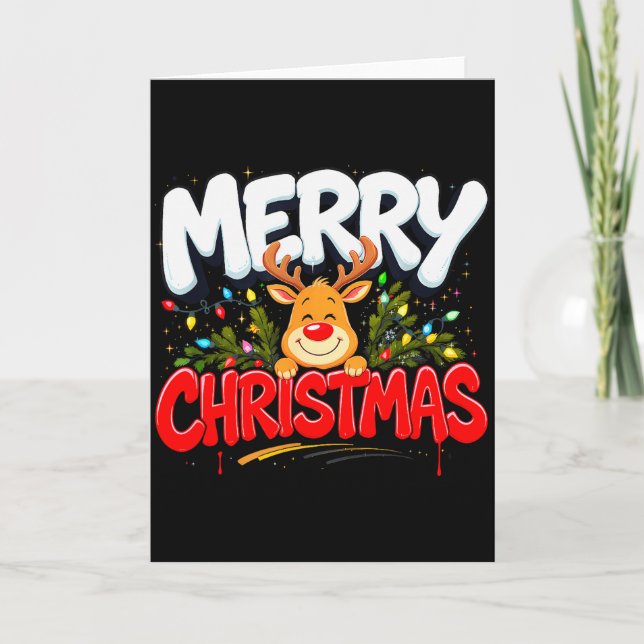 Tarjeta Funny Merry Christmas Reindeer Xmas Family Men &am (Anverso)