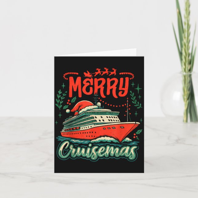 Tarjeta Funny Merry Cruisemas Holiday Cruise Vacation  (Anverso)
