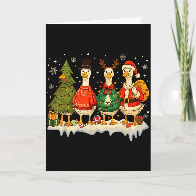 Tarjeta Funny Merry Goosemas Cute Xmas Goose Lovers Men Wo (Anverso)