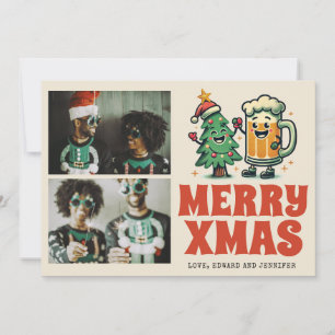 Tarjeta Funny Merry Xmas Groovy Photo Navidades