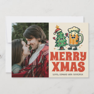 Tarjeta Funny Merry Xmas Groovy Photo Navidades