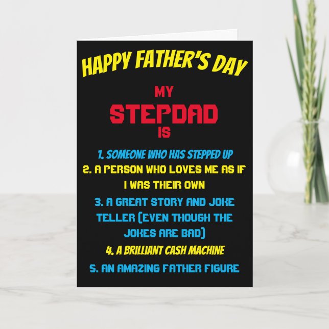 Tarjeta Funny Mi padrastro cita el día del padre (Anverso)