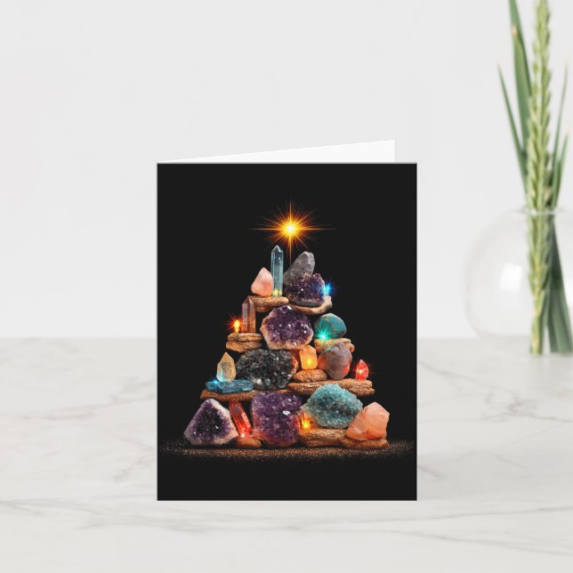 Tarjeta Funny Minerals Christmas Tree Graphic Crystals  (Anverso)