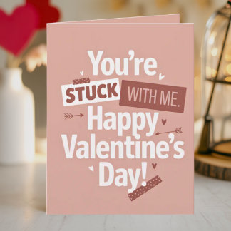 Tarjeta Funny Minimalist Retro Pop Valentine's Day 