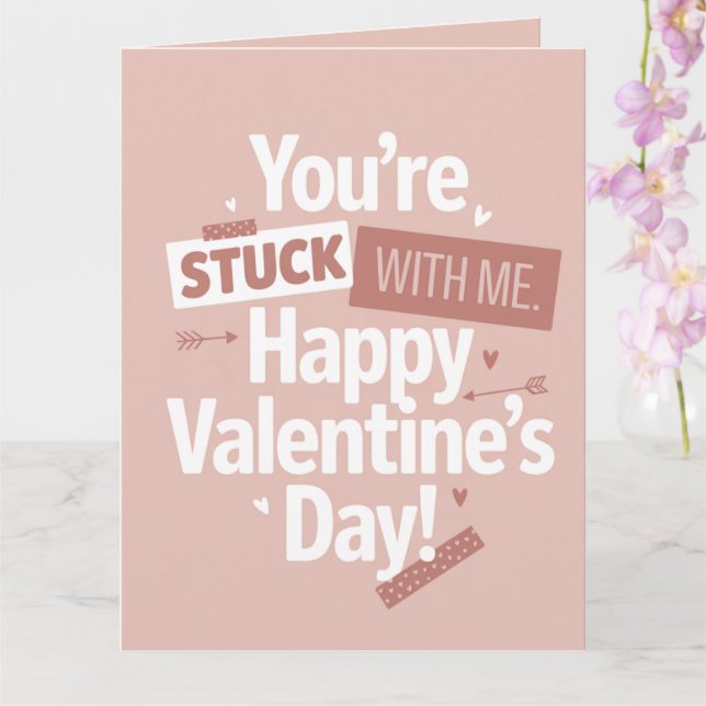 Tarjeta Funny Minimalist Retro Pop Valentine's Day  (Orquídea)