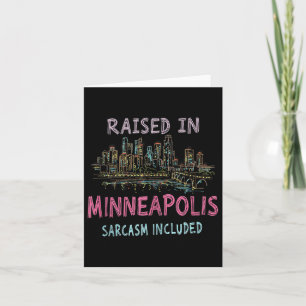 Tarjeta Funny Minneapolis Minnesota Night Skyline Vintage