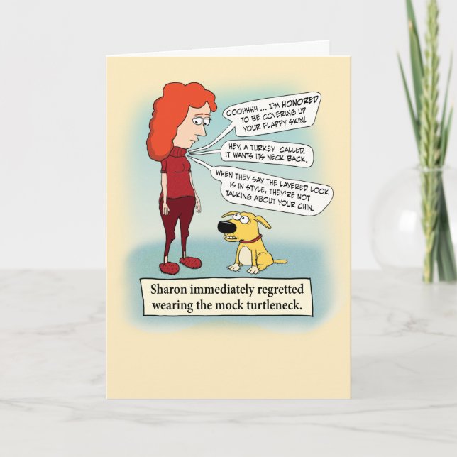 Tarjeta Funny Mock Turtleneck Cumpleaños (Anverso)