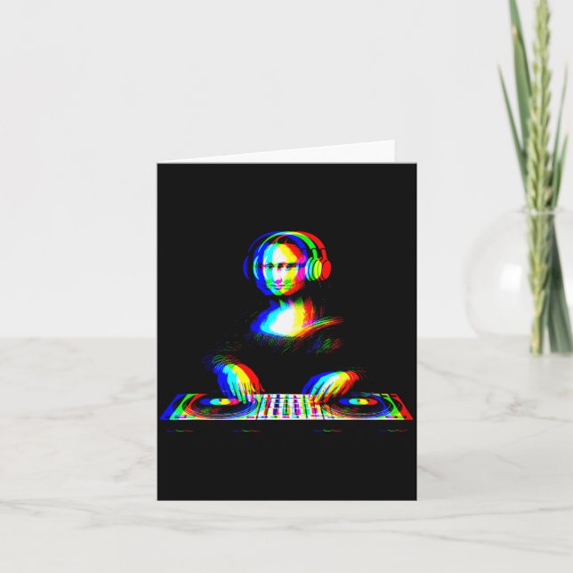 Tarjeta Funny Mona Lisa Dj Varwave Techno Rave Edm Music P (Anverso)