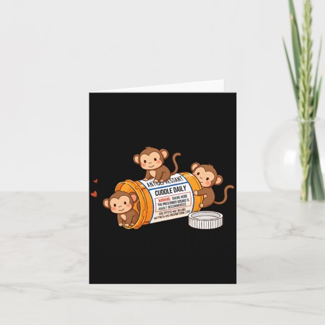 Tarjeta Funny Monkey Anti Depressant Zoo Boys Girls Kids P (Anverso)