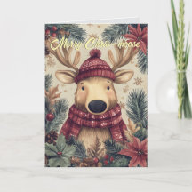 Funny Moose Navidades Card