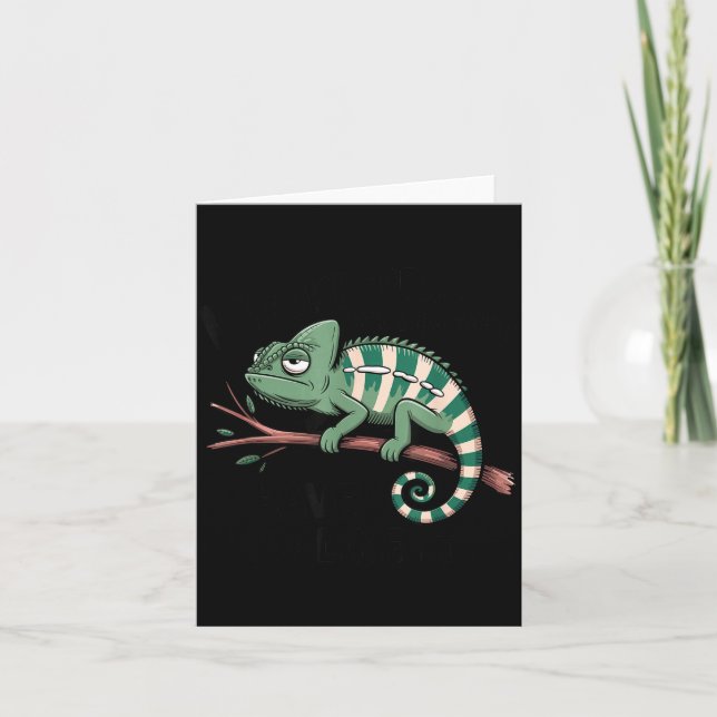 Tarjeta Funny Morning Person Coffee Lover Chameleon  (Anverso)