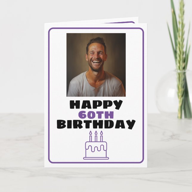 Tarjeta Funny Morple y White Photo Husband Cumpleaños (Anverso)
