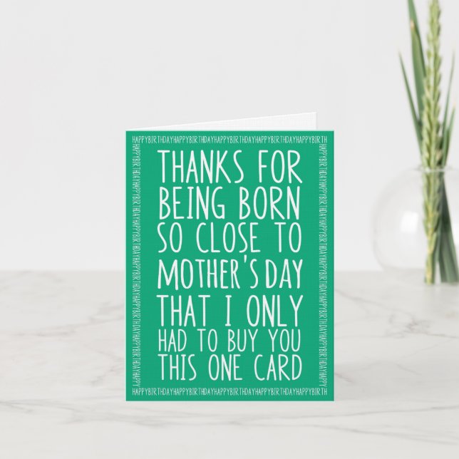 Tarjeta Funny Mother's Day and Birthday Combined (Anverso)