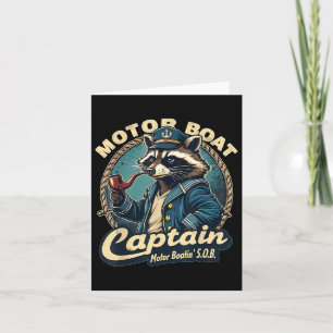 Tarjeta Funny Motor Bot Captain Nautical Raccoon Meme Cos