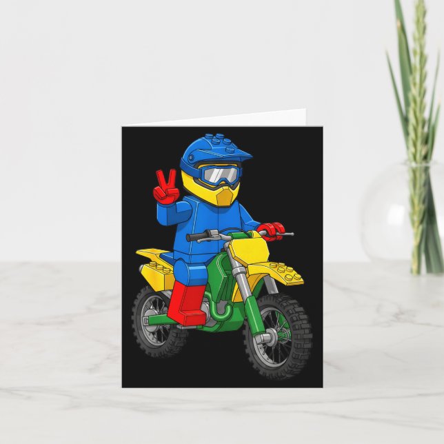 Tarjeta Funny Motorbike Builder Boys Block Building Toys D (Anverso)