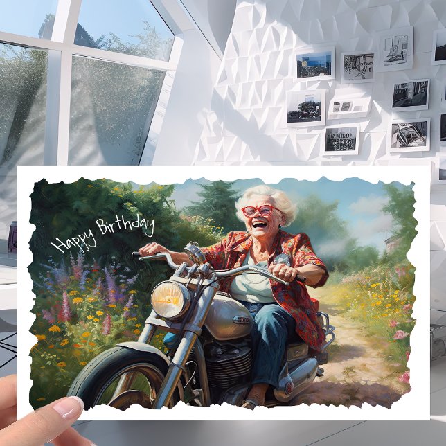 Tarjeta Funny Motorcycle Biker Granny Chiste Cumpleaños (Subido por el creador)